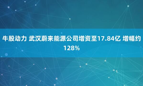 牛股动力 武汉蔚来能源公司增资至17.84亿 增幅约128%