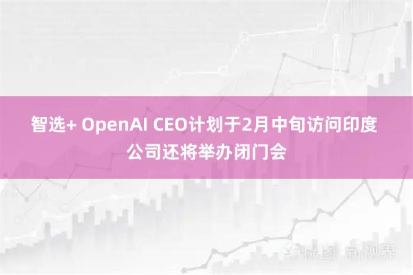 智选+ OpenAI CEO计划于2月中旬访问印度 公司还将举办闭门会